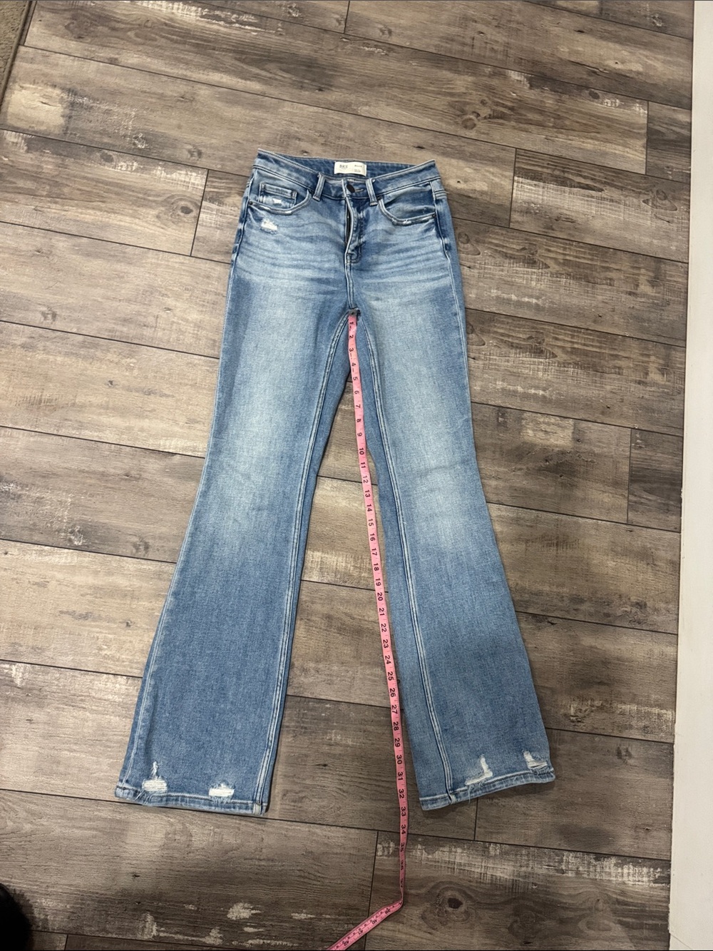 BKE Light Blue Flare Jeans with Subtle Distress
